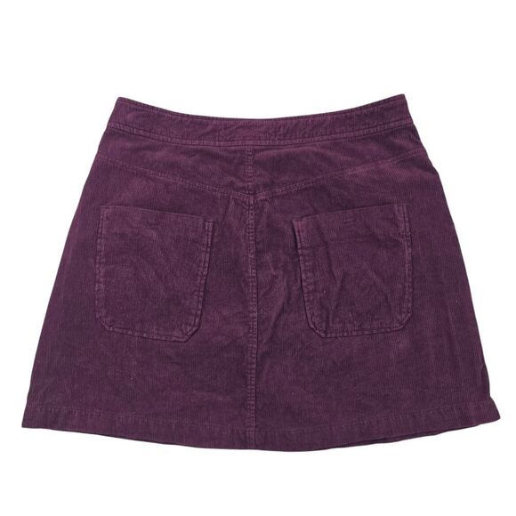 Zara Women's Burgundy Ribbed Corduroy Slash Pocket A-Line Mini Skirt Size Large‎ - Picture 2 of 6